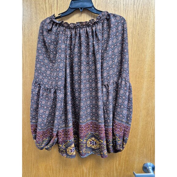 Bohemian Printed Long Sleeve Blouse Womens Plus Size 1X - Picture 5 of 5